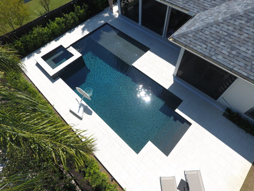 Geometric pool with spa